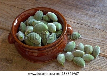 Green almonds. Royalty-Free Stock Photo #386691967