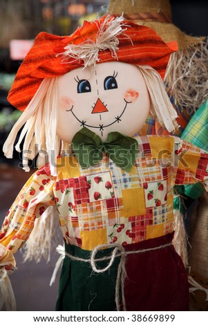Cute scarecrow figurine used to celebrate the fall