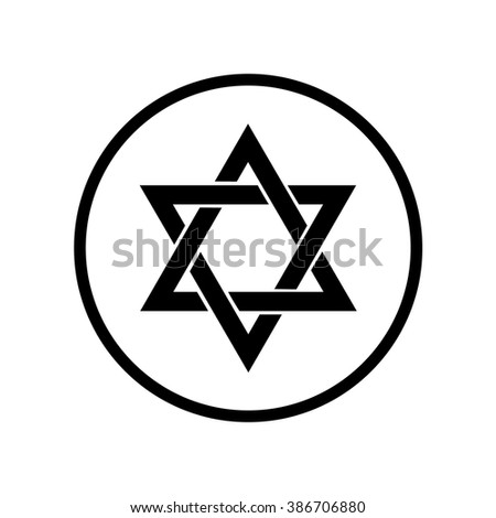 Star of David icon in circle . Vector illustration