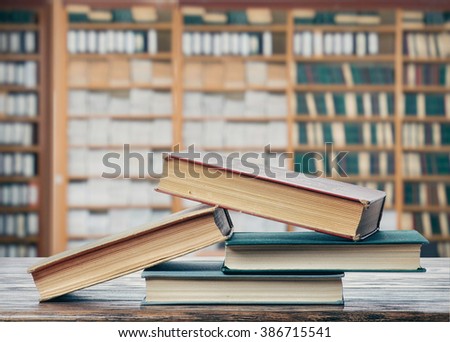 Books on the table in the library