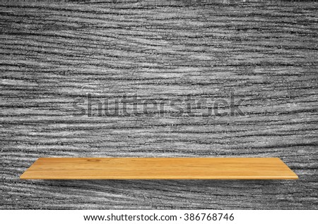 Top wooden shelves and wooden wall background - For product display.