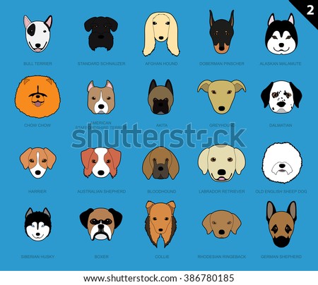 Dog Faces Stroke Icon Cartoon 2