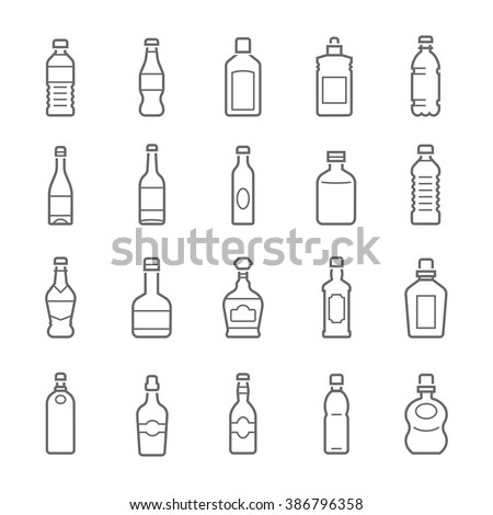 Lines icon set - bottle and beverage  Royalty-Free Stock Photo #386796358