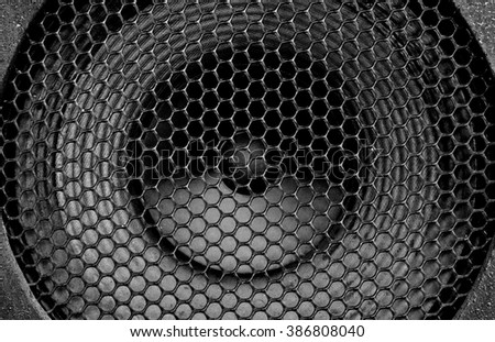 Close up speaker grill, black metal texture 