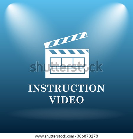 Instruction video icon. Internet button on blue background.  