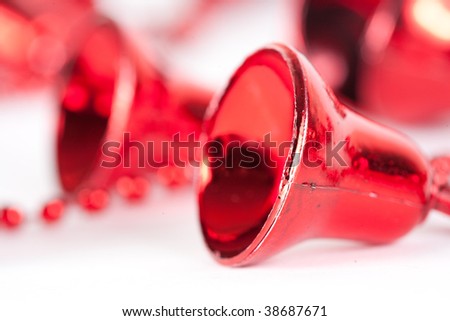 Red Christmas decorations isolated on white background