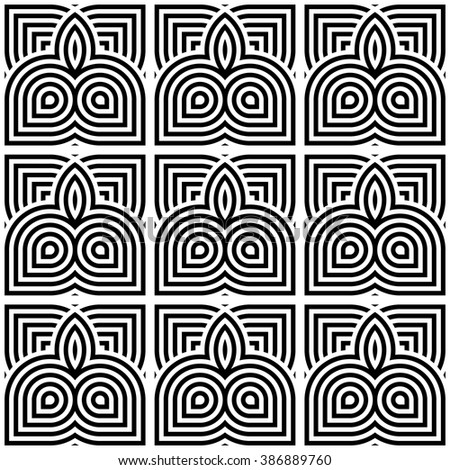 Design seamless monochrome geometric pattern. Abstract striped background. Vector art
