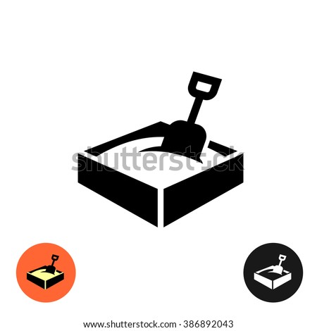 Sandbox icon. Black sign with color and inverted versions. Royalty-Free Stock Photo #386892043