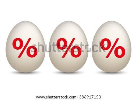 Easter eggs with percents. Eps 10 vector file.
