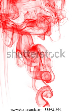 Abstract red smoke on white background.