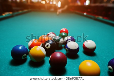 Billiard balls in a pool table after shoot