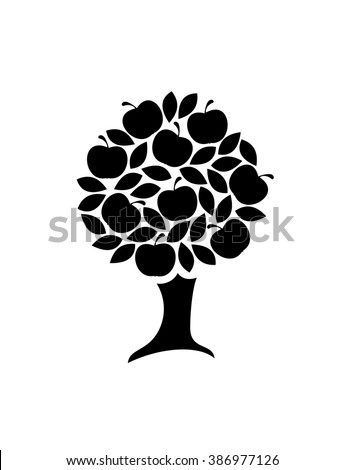 Apple tree icon. Vector silhouette. 