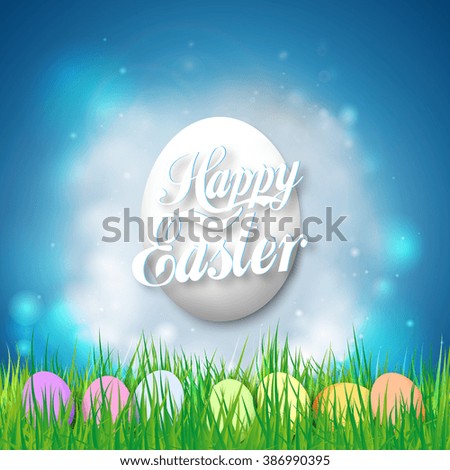 Happy Easter card with Easter egg. Bright spring vector background.