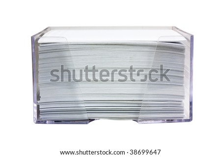 stack of paper in a box isolated on white