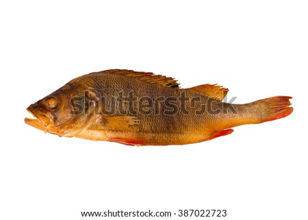 Tasty smoked grouper isolated on white background
