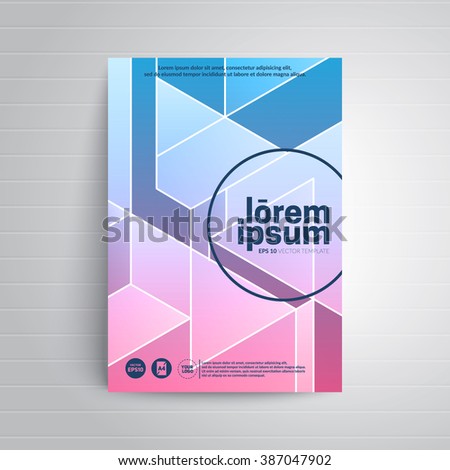 Brochure title sheet template. Isometric design.