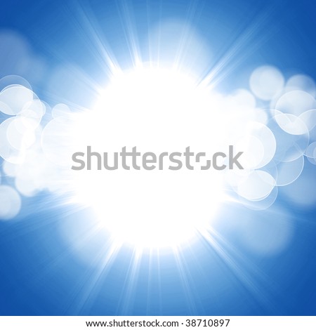 Hot summer sun on a soft blue background