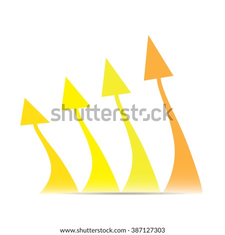 Group of arrows making a business graph on a white background