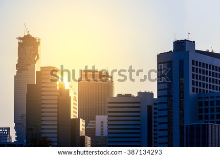Cityscape of  modern building in Bangkok city, Thailand.