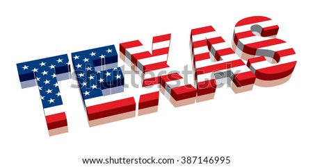 3D Texas with American flag Word Text Flag (letters)
