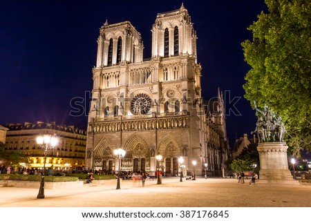 Notre Dame Cathedral in Paris, France Royalty-Free Stock Photo #387176845