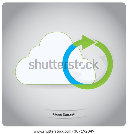 Isolated cloud with an arrow on a grey background