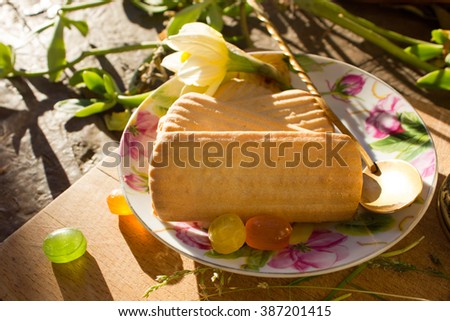 tea composition with flower and biscuits boho 