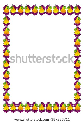Raster frame with fruits on a white background
