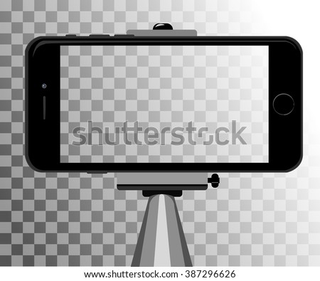 stick for selfie. Monopod Selfie shots cartoon vector illustration.Young couple making self portrait. Selfie stick concept vector illustration Royalty-Free Stock Photo #387296626