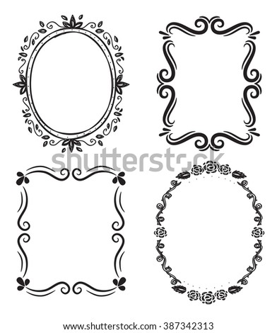 set of floral frame doodle