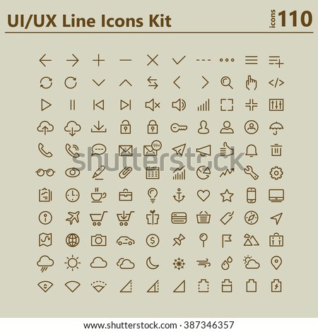 UI and UX big bold line icons kit Royalty-Free Stock Photo #387346357
