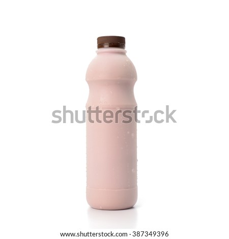 Bottle of fresh milk chocolate on white