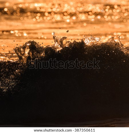 Background of Abstract wave action at sunset 