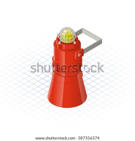 Isometric Beacon with  Loudspeaker Alarm Horn Sounder a Safety Equipment Vector Illustration