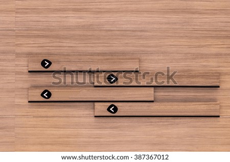 Direction sign on the wooden wall