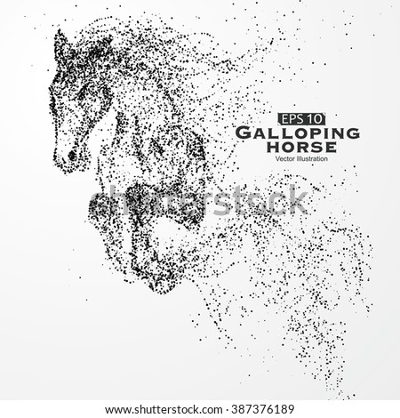 Galloping horse,particles,vector illustration.