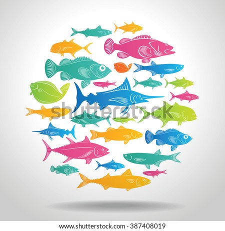 The picture shows a set of marine fish logo
