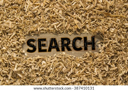 SEARCH word on wood frame