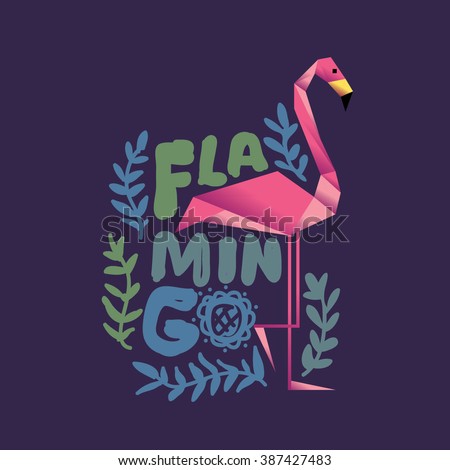 Flamingo decorative vector design/ Geometrical flamingo/ Origami flamingo/ Vector illustrations/ Fashion elements/ Bird icon