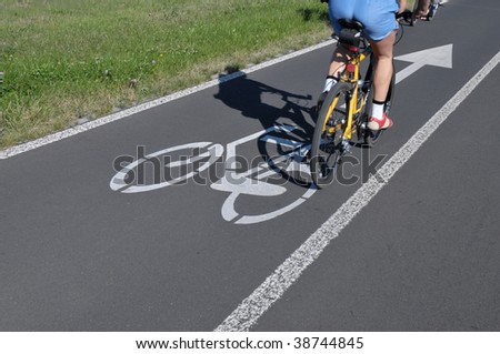Cyclist  on bicycle lane