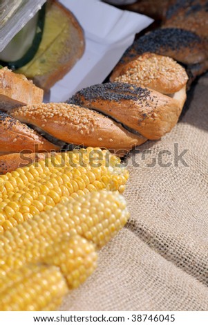 Corn and bread at the street market