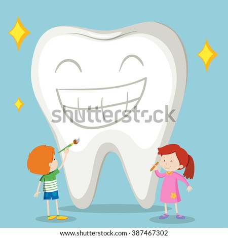 Children and clean tooth illustration