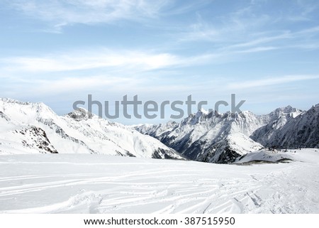 winter blue sky and slope and snow 