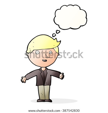 cartoon man in casual jacket with thought bubble