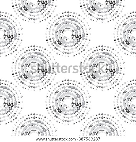 Seamless pattern with dotted rings. Vector repeating texture. Stylish background