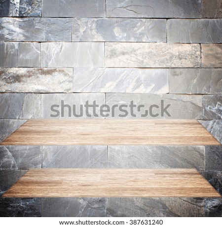  Stone wall shelves