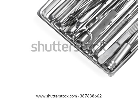 Dental instruments isolated on white background