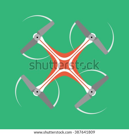 quadrocopter icon with long shadow. flat style illustration