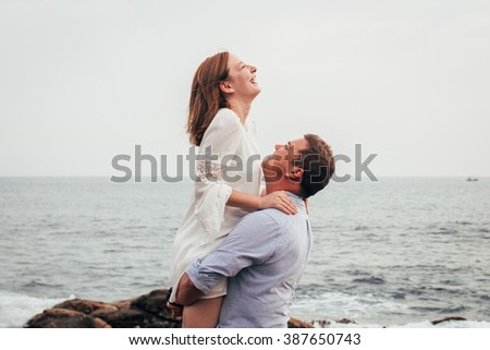 Love story on the ocean. Couple. Happiness