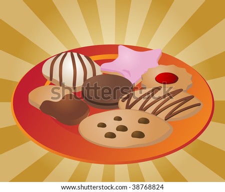 Assorted cookies and fancy sweet biscuits, illustration